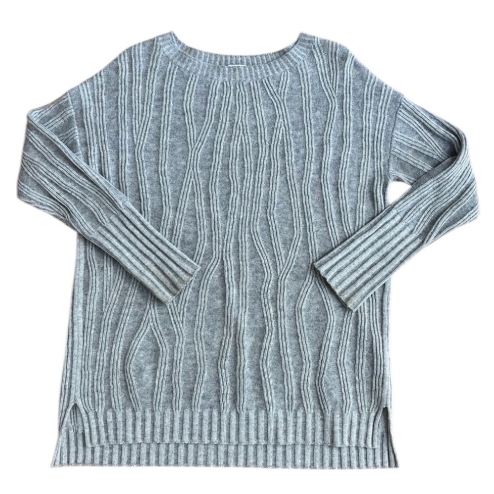 Vince Grey Cashmere Blend Cable Knit Textured Sweater, Size Small